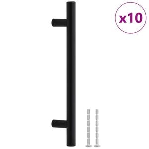 vidaXL skabsh&aring;ndtag 10 stk. hulafstand 128 mm samlet l&aelig;ngde 192 mm rustfrit st&aring;l sort
