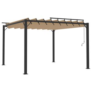 vidaXL pavillon med lameltag 3x3 m aluminium og stof gr&aring;brun