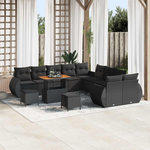 vidaXL Havesofa S&aelig;t 13 pcs Sort polyrattan
