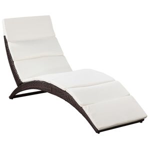vidaXL foldbar liggestol med hynde polyrattan brun