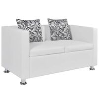 vidaXL sofa 2-pers. kunstlæder hvid