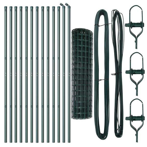 vidaXL Hegn med stolper Gr&oslash;n 1.2 x 25 m St&aring;l