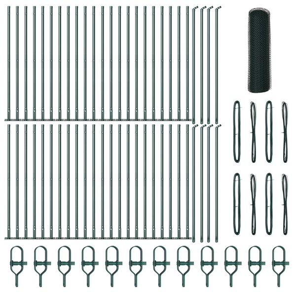 vidaXL Hegnspæl Grøn 100 x 0,4 m (13 mm mesh) Stål og PVC