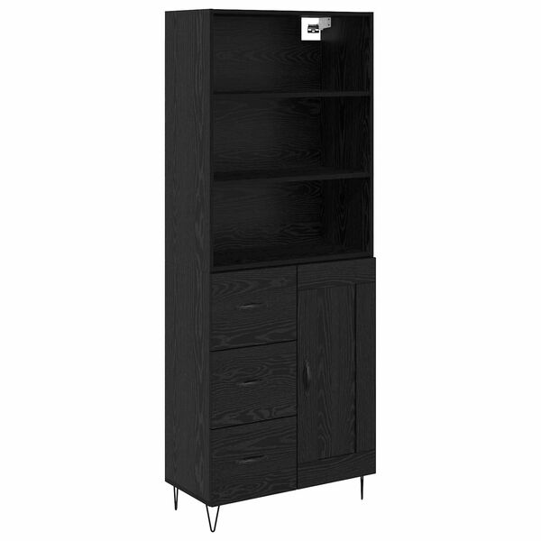 vidaXL Highboard med skuffe 2 pcs Sort eg Konstrueret tr&aelig;