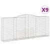 vidaXL buede gabionkurve 9 stk. 400x50x160/180 cm galvaniseret jern