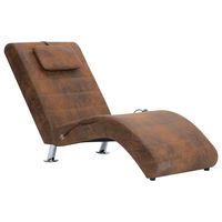 vidaXL massagechaiselong med pude imiteret ruskind brun