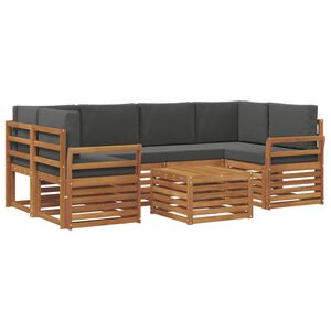 vidaXL Udend&oslash;rs sofagruppe med pude 7 pcs Naturlig og Antracit