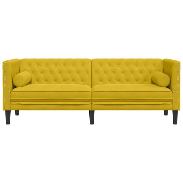 vidaXL 3-personers Chesterfield-sofa med bolsterpuder fl&oslash;jl gul