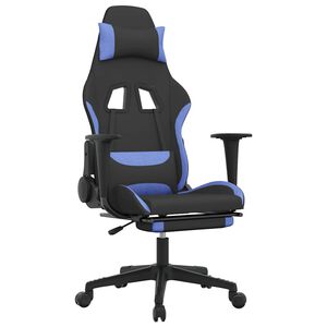 vidaXL gamingstol med massagefunktion + fodst&oslash;tte stof sort og bl&aring;