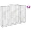 vidaXL buede gabionkurve 5 stk. 300x50x200/220 cm galvaniseret jern
