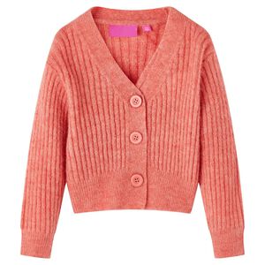 Strikket cardigan til b&oslash;rn str. 116 laksefarvet