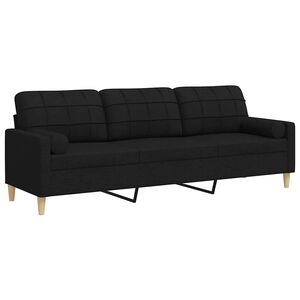 vidaXL 3-personers sofa med pyntepuder 210 cm stof sort