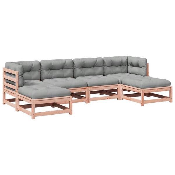 vidaXL sofas&aelig;t til haven 6 dele med hynder massivt douglasgran