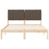 vidaXL Sengestel med Polstret Hovedgavl Gråbrun 135 x 190 cm