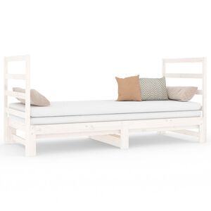 vidaXL daybed med udtr&aelig;k 2x(90x190) cm massivt fyrretr&aelig; hvid