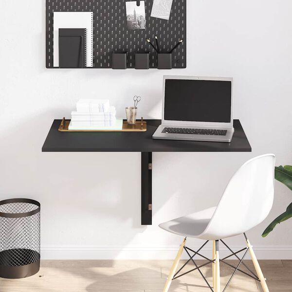 vidaXL væghængt klapbord 100x60x56 cm konstrueret træ sort