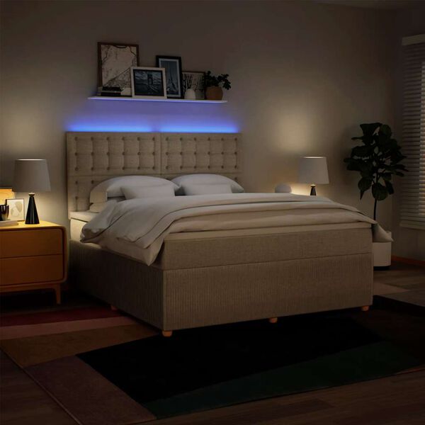 vidaXL kontinentalseng med madras 180x200 cm stof cremefarvet