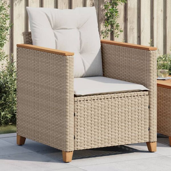 vidaXL havestole med hynder polyrattan beige
