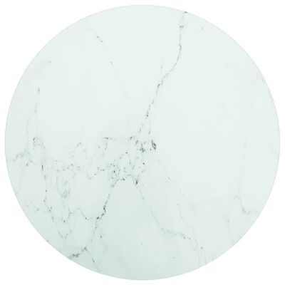 vidaXL bordplade Ø40x0,8 cm hærdet glas med marmordesign hvid