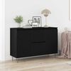 vidaXL Sideboard med skuffe Sort eg 101,5 x 35 x 70 cm Konstrueret træ