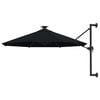vidaXL v&aelig;gh&aelig;ngt parasol m. LED-lys 300 cm sort