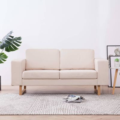 vidaXL 2-personers sofa i stof cremefarvet