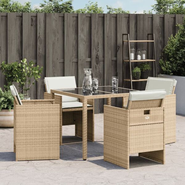 vidaXL havestole 4 stk. med hynder polyrattan beige