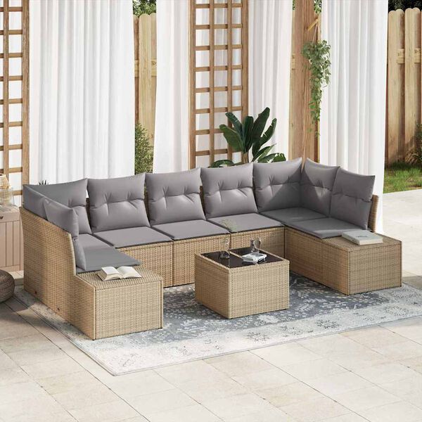 vidaXL Havesofa Sæt 8 pcs Beige Poly rattan