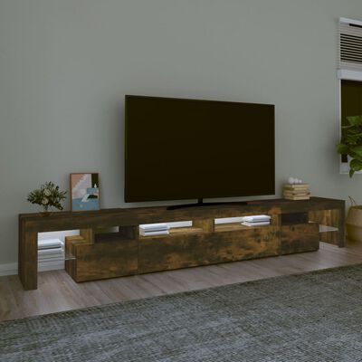vidaXL tv-bord med LED-lys 260x36,5x40 cm røget egetræsfarve
