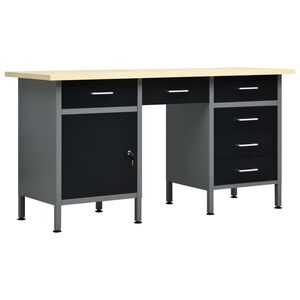 vidaXL arbejdsbord 120x60x85 cm st&aring;l sort