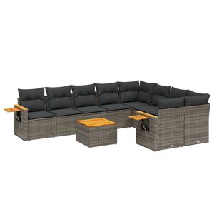 vidaXL sofas&aelig;t til haven 10 dele med hynder polyrattan gr&aring;