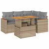 vidaXL sofas&aelig;t til haven 5 dele med hynder polyrattan og akacie beige