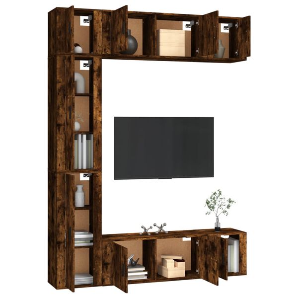 vidaXL tv-skabe 7 stk. konstrueret tr&aelig; r&oslash;get egetr&aelig;sfarve