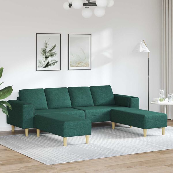 vidaXL Stue Sofa 3 pcs M&oslash;rkegr&oslash;n Polyester