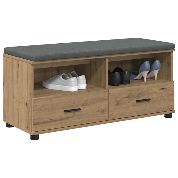 vidaXL Hallb&aelig;nk med pude med skuffe Artisan Egetr&aelig; 100 x 38 x 46 cm