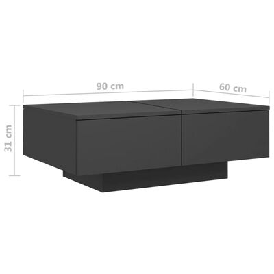 vidaXL sofabord 90x60x31 cm konstrueret træ grå