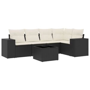 vidaXL sofas&aelig;t til haven 6 dele med hynder polyrattan sort
