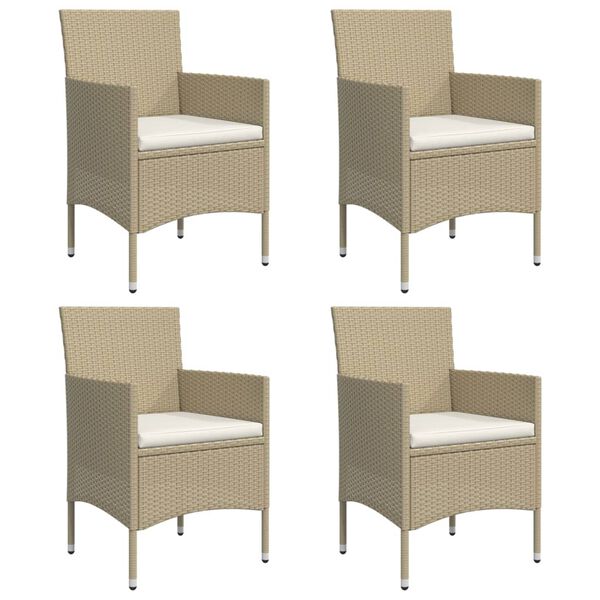 vidaXL spisebordss&aelig;t til haven 5 dele med hynder beige og sort