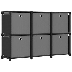 vidaXL reol med 6 rum og kasser 103x30x72,5 cm stof sort