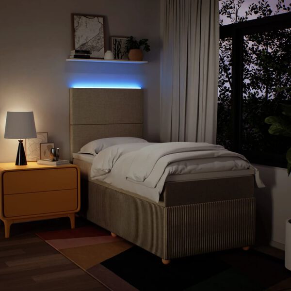 vidaXL kontinentalseng med madras 90x190 cm stof cremefarvet