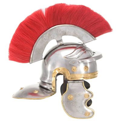 vidaXL romersk soldaterhjelm til rollespil antik stål sølvfarvet