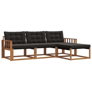 vidaXL Udend&oslash;rs sofagruppe med pude 4 pcs Naturlig og sort