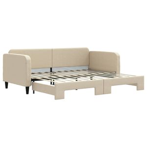 vidaXL daybed med udtr&aelig;k 90x200 cm stof cremefarvet