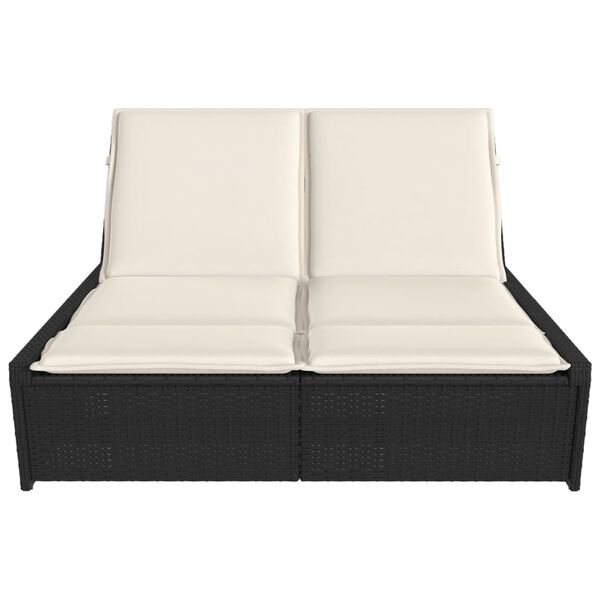 vidaXL dobbelt loungesofa med hynder polyrattan sort