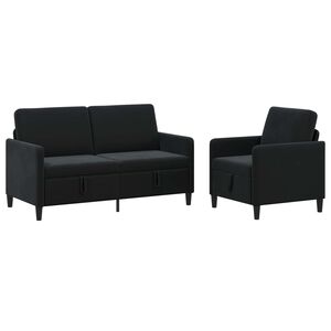vidaXL Sofa s&aelig;t med opbevaring 2 stk. Sort Polyester