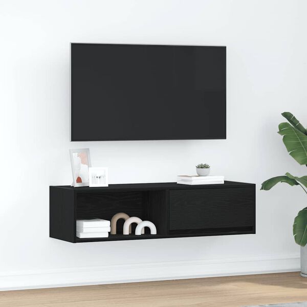 vidaXL tv-bord 100x31x25,5 cm konstrueret tr&aelig; sort egetr&aelig;sfarve