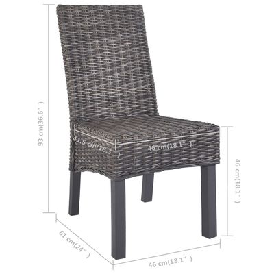vidaXL spisebordsstole 6 stk. kubu-rattan og mangotræ brun