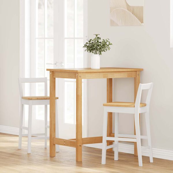 vidaXL barstole 2 stk. massivt gummitræ hvid