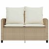 vidaXL 2-personers sofa med hynder og bord polyrattan beige