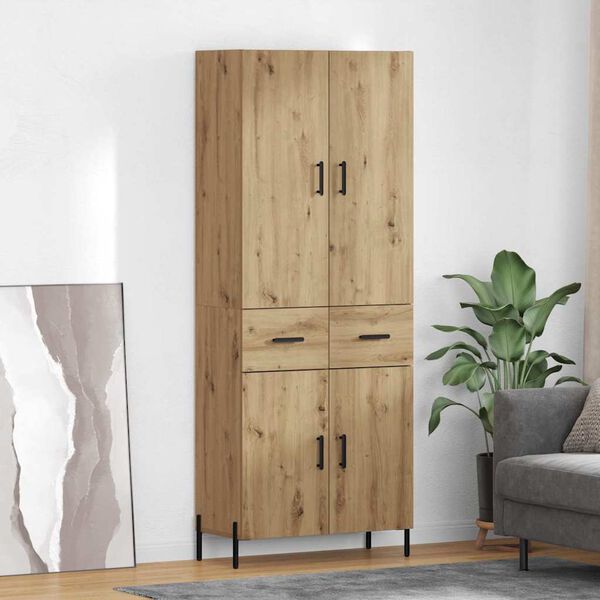 vidaXL Highboard Artisan Egetr&aelig; 69,5 x 34 x 180 cm Konstrueret tr&aelig;